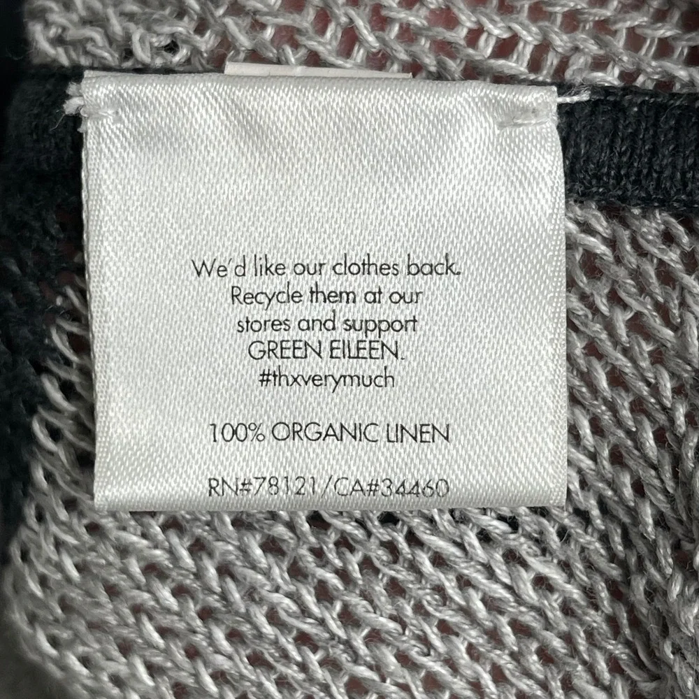 Eileen Fisher‎ 100% Organic Linen Sweater Womens S Grey Striped Lagenlook Knit - Picture 4 of 8